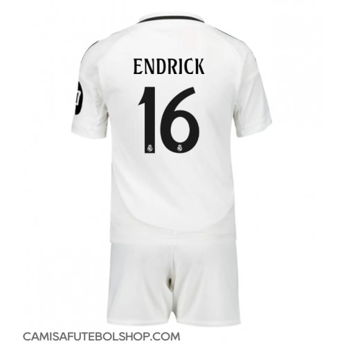 Camisa de time de futebol Real Madrid Endrick #16 Replicas 1º Equipamento Infantil 2024-25 Manga Curta (+ Calças curtas)